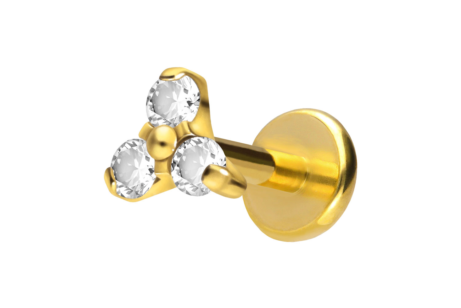 Titan Labret Piercing mit Push Fit KRISTALLBLUME